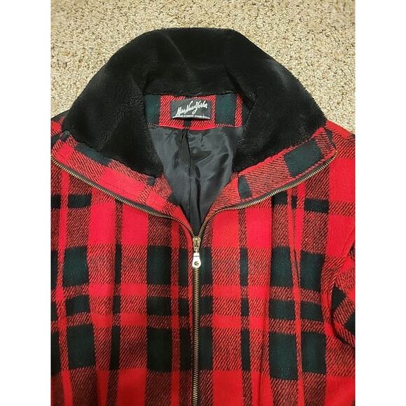 Vtg 80s/90s Ms New Yorker Buffalo Plaid Jacket Faux Fur Collar Shoulder Pad RARE - Picture 3 of 16